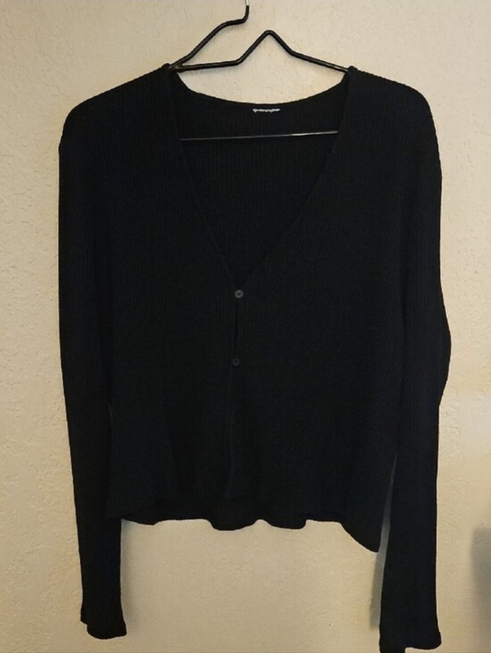 H&M Black Ribbed Button-Front Women’s Cardigan